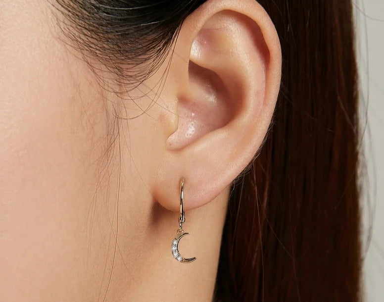 Celeste-Star and Moon Earrings in Sterling Silver