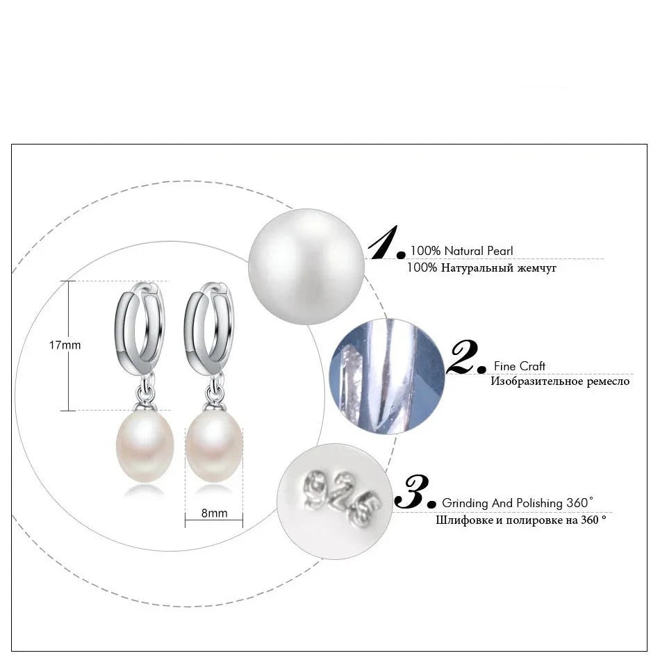 Holly- Natural Fresh Water Pearl Earrings in Sterling Silver