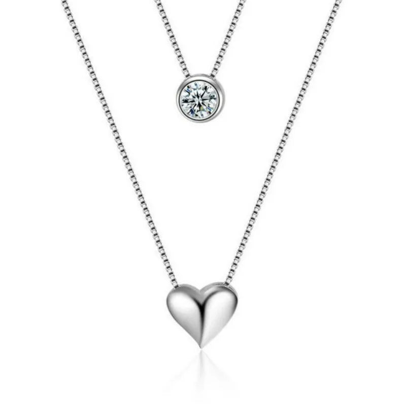 Leila- Sterling Silver, White Gold Plated Necklace Set