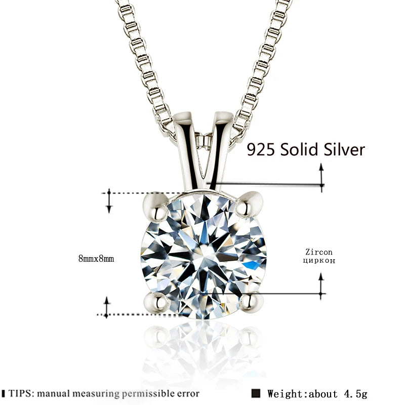 Penny- 2 carat cubic zirconia pendant with box chain necklace