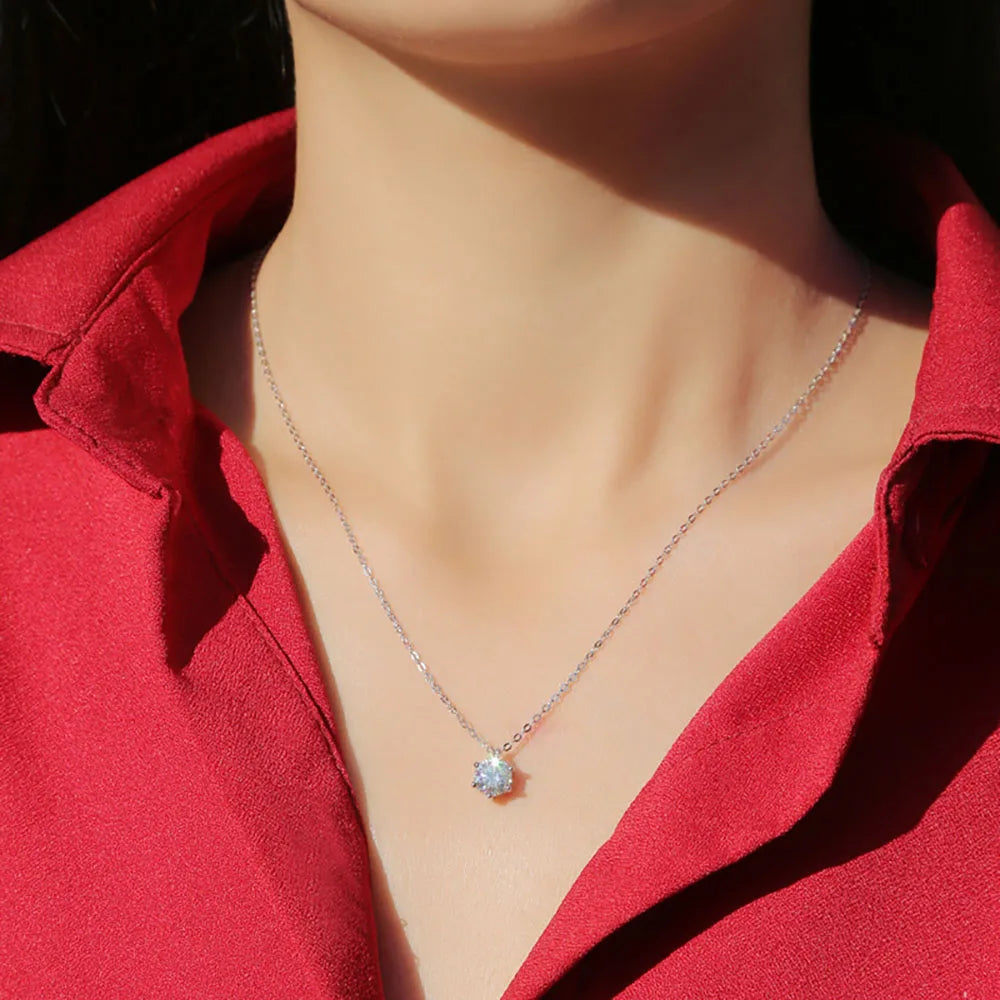 MOISSANITE COLLECTION: Helena- 1ct Moissanite Pendant necklace in Sterling Silver