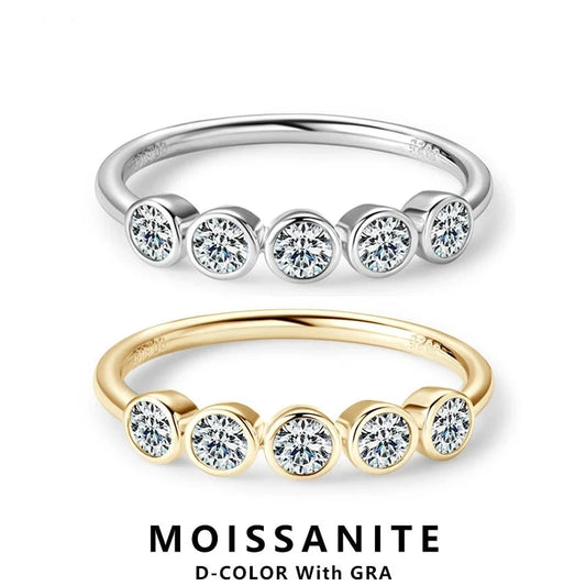 MOISSANITE COLLECTION: Isla - 5 Stone Moissanite ring in Sterling Silver, Gold Plated