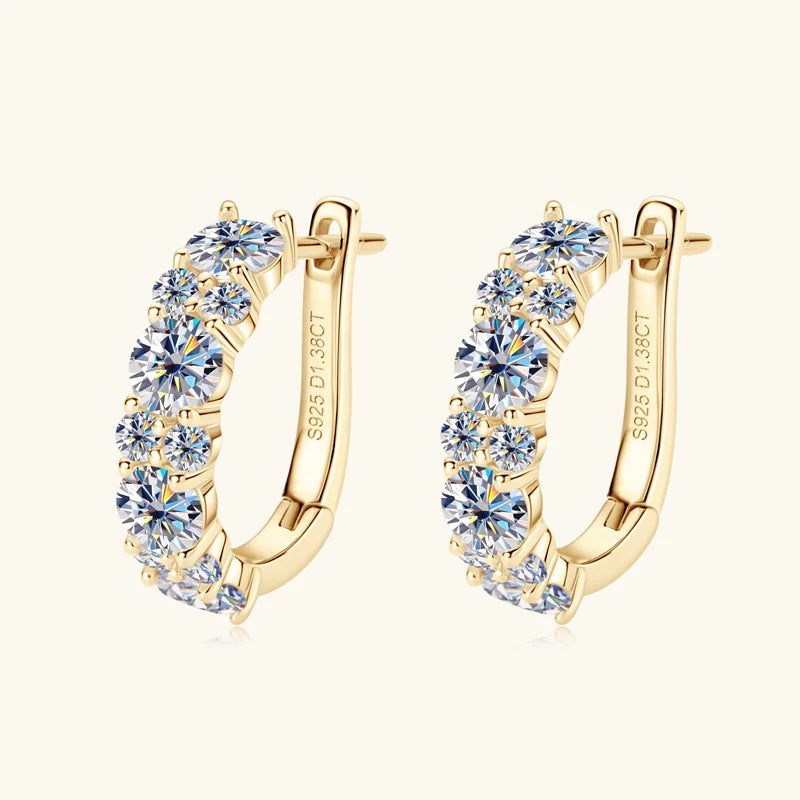 MOISSANITE COLLECTION: Eloise- 2.76ttw Moissanite Earrings in Sterling Silver, gold plated