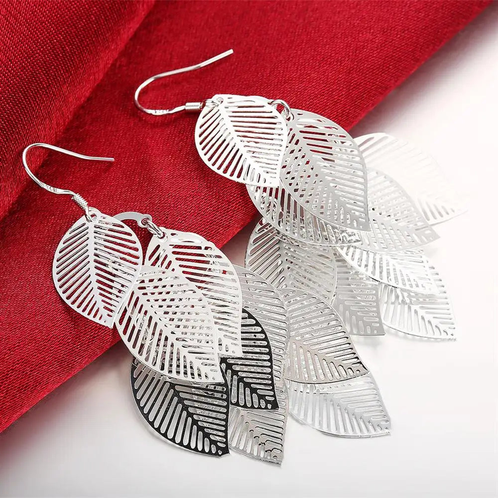 Leah- Leaf drop Sterling Silver Earrings