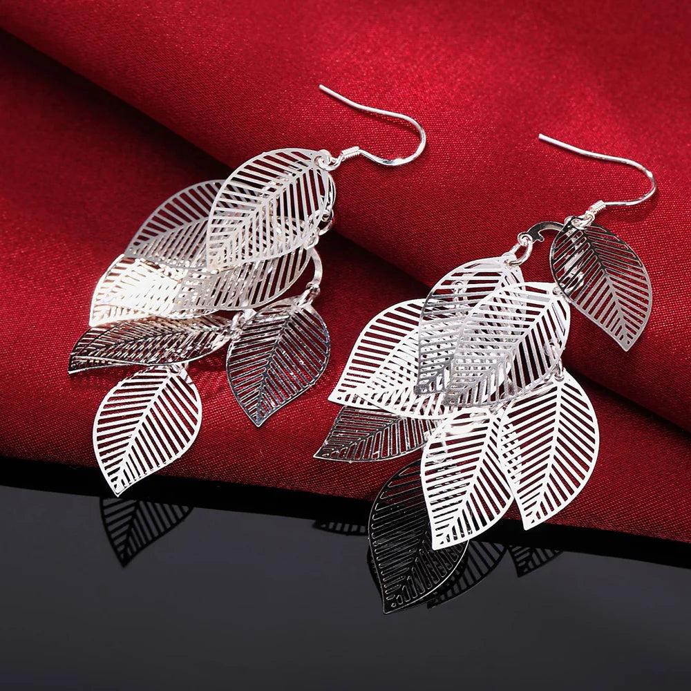 Leah- Leaf drop Sterling Silver Earrings