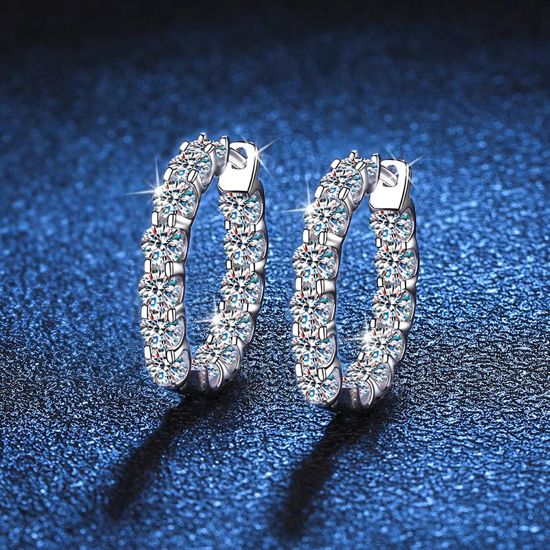 MOISSANITE COLLECTION: Steffy- 2.6ct moissanite hoop earrings in Sterling Silver, White Gold Plated