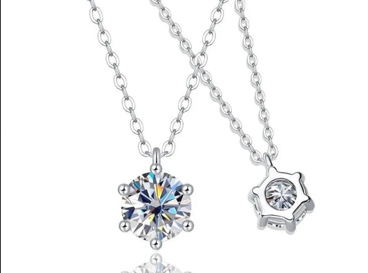 MOISSANITE COLLECTION: Helena- 1ct Moissanite Pendant necklace in Sterling Silver