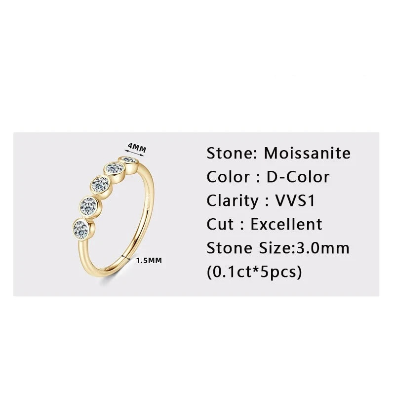 MOISSANITE COLLECTION: Isla - 5 Stone Moissanite ring in Sterling Silver, Gold Plated