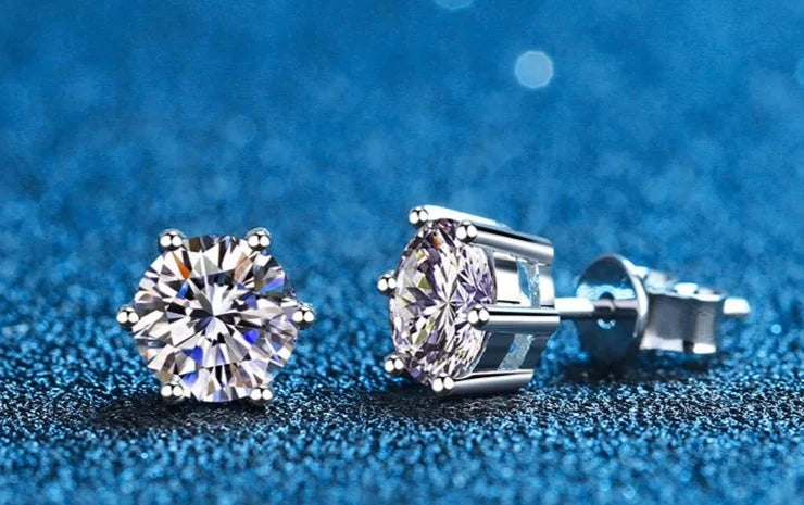 MOISSANITE COLLECTION: Victoria- 0.2ct, 6mm Moissanite stud earrings in Silver