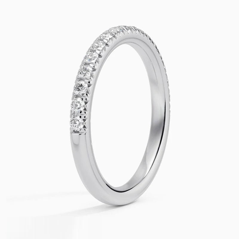 MOISSANITE COLLECTION: Diana- Moissanite Band Ring in Sterling Silver, White Gold Plated