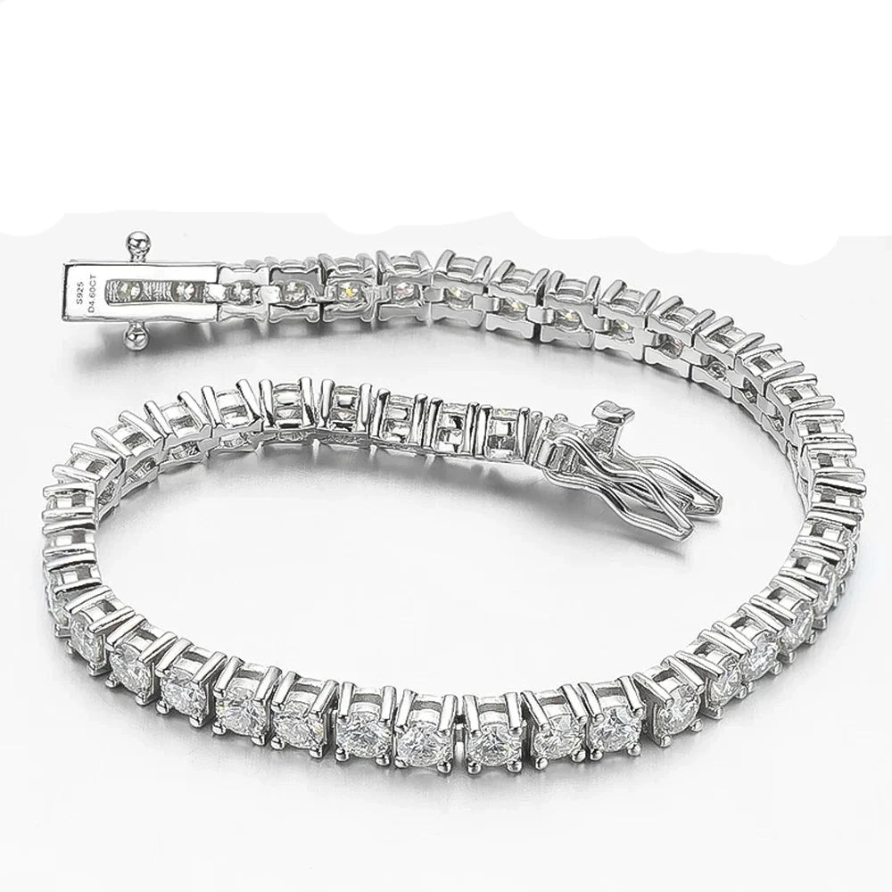 MOISSANITE COLLECTION: Aurora - Full Tennis Bracelet in Sterling Silver, Platinum Plated (Various sizes)