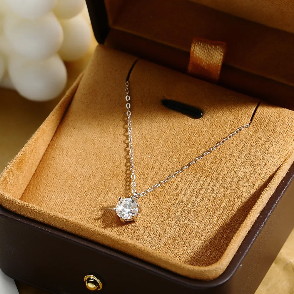 MOISSANITE COLLECTION: Helena- 1ct Moissanite Pendant necklace in Sterling Silver