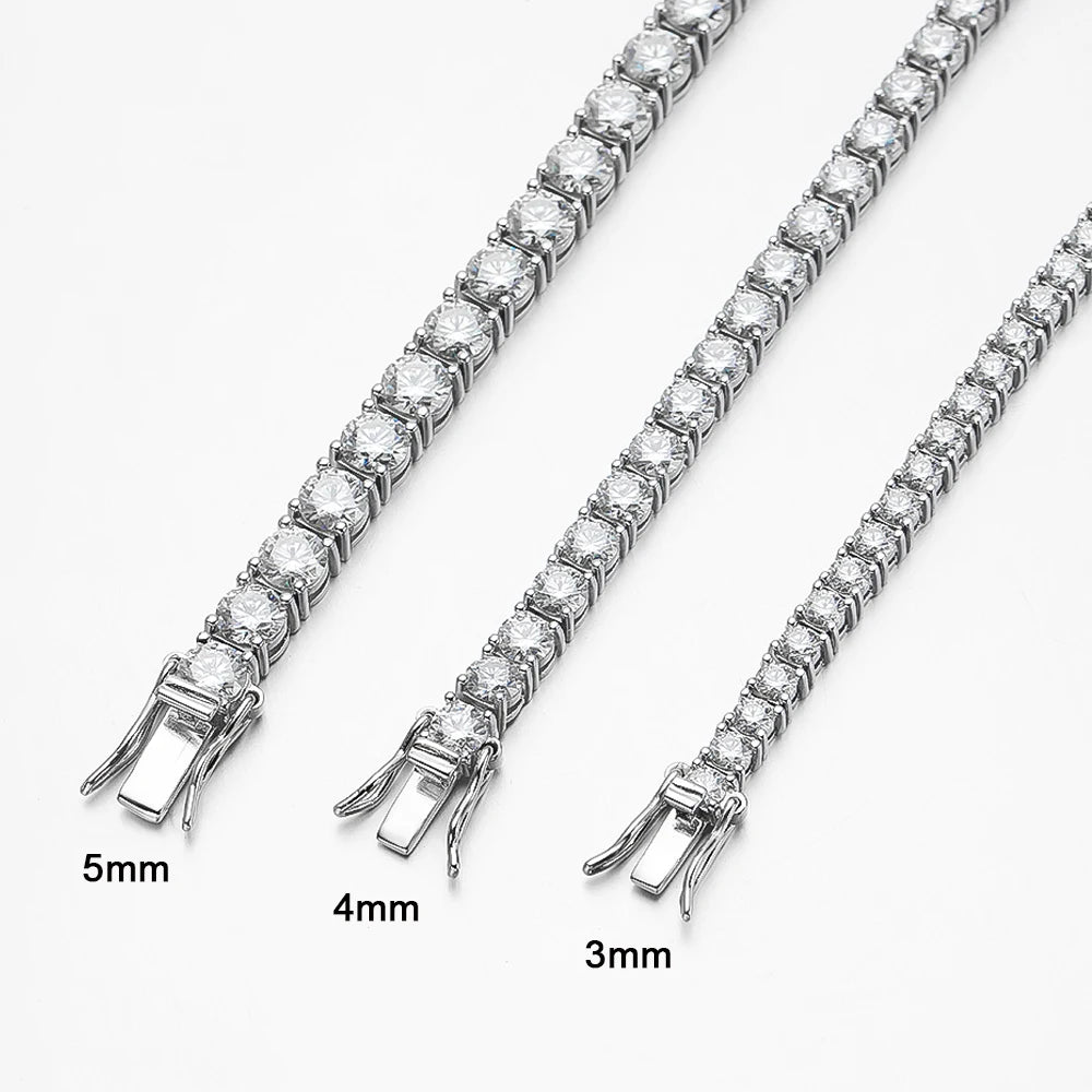 MOISSANITE COLLECTION: Aurora - Full Tennis Bracelet in Sterling Silver, Platinum Plated (Various sizes)