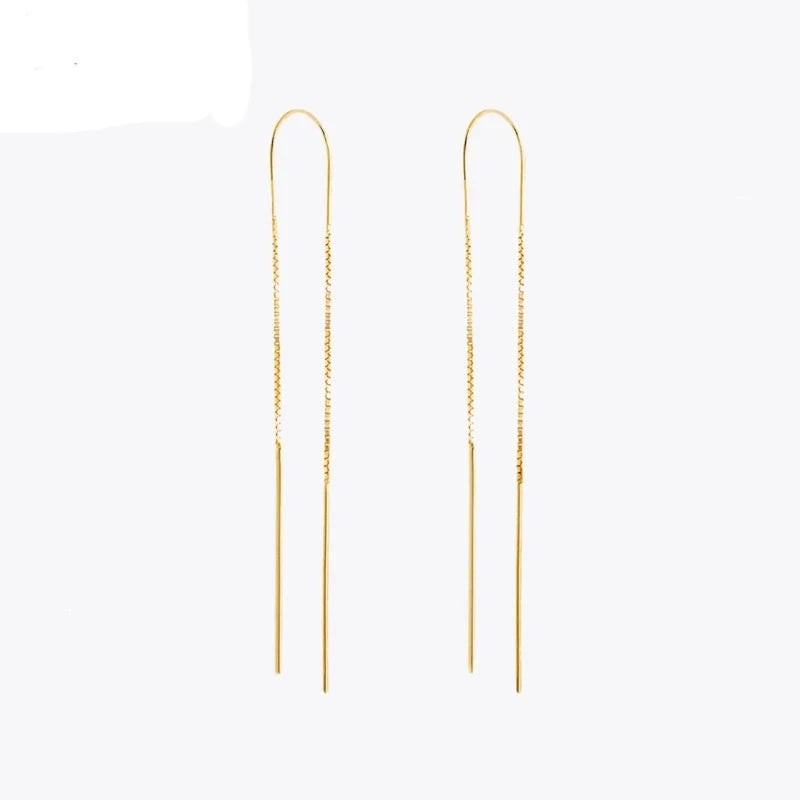 Tori- Long Chain Stud Earrings in Sterling Silver