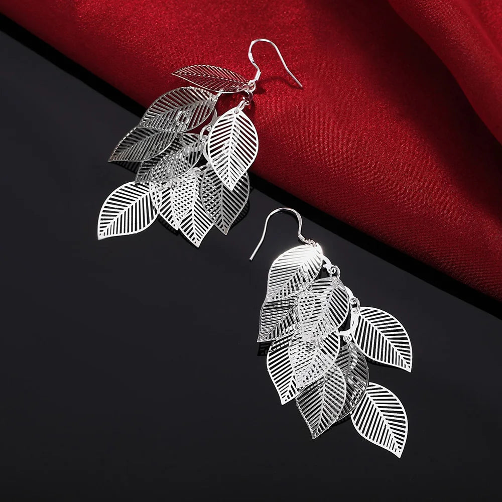 Leah- Leaf drop Sterling Silver Earrings