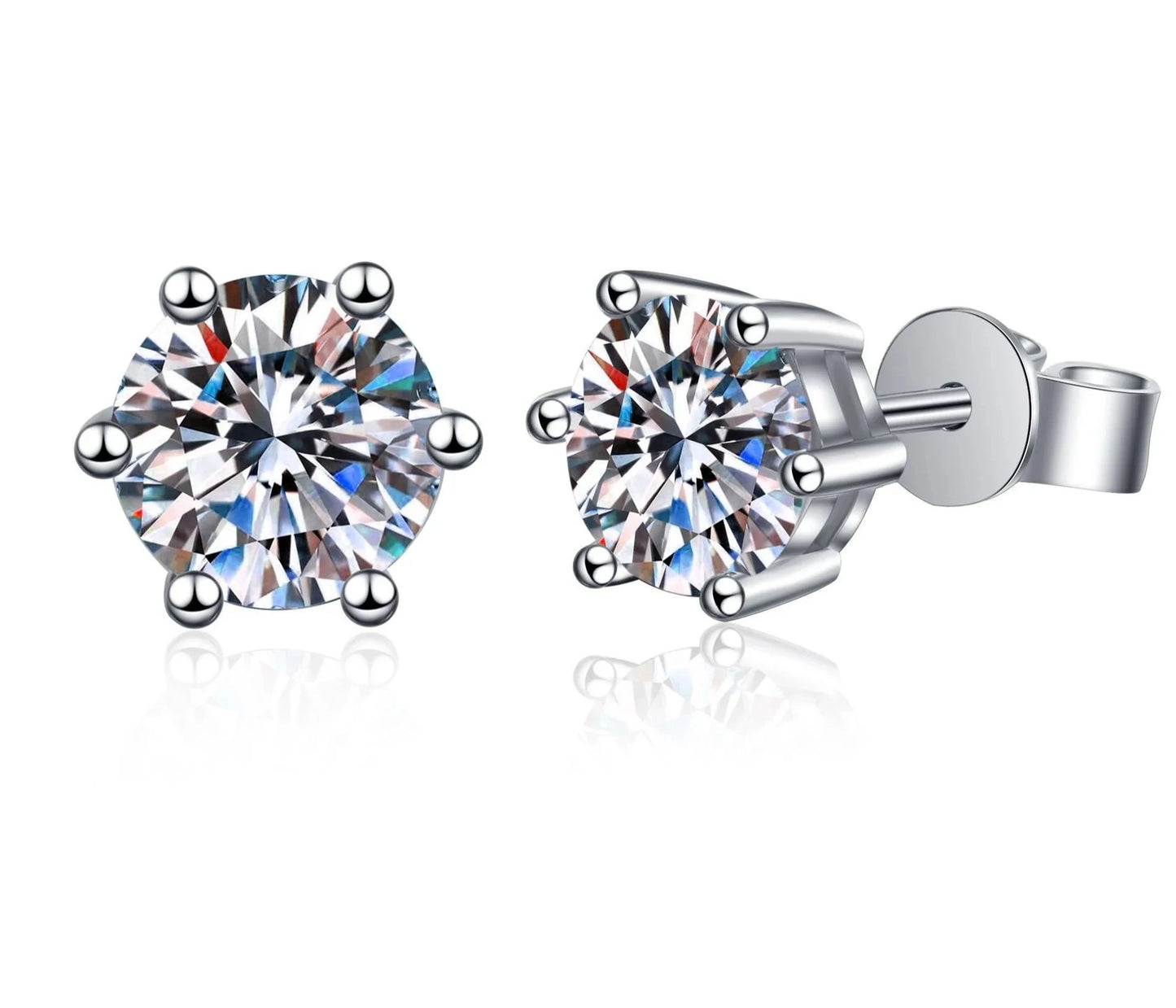 MOISSANITE COLLECTION: Victoria- 0.2ct, 6mm Moissanite stud earrings in Silver