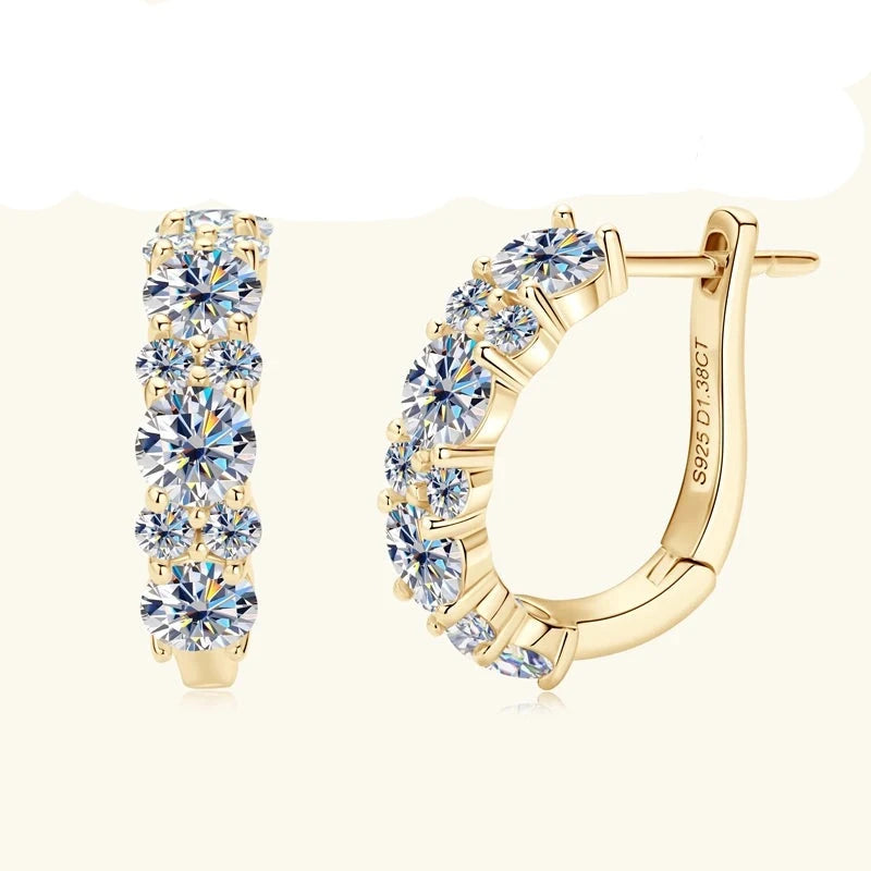 MOISSANITE COLLECTION: Eloise- 2.76ttw Moissanite Earrings in Sterling Silver, gold plated