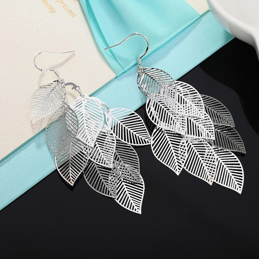 Leah- Leaf drop Sterling Silver Earrings