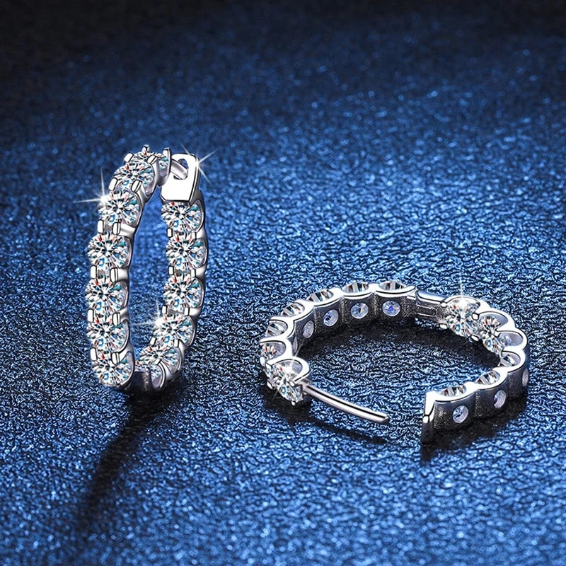 MOISSANITE COLLECTION: Steffy- 2.6ct moissanite hoop earrings in Sterling Silver, White Gold Plated