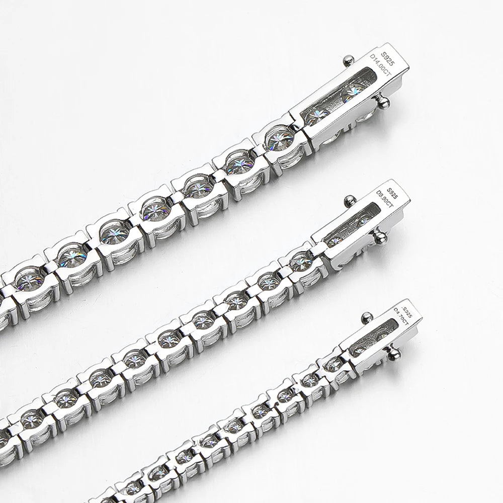 MOISSANITE COLLECTION: Aurora - Full Tennis Bracelet in Sterling Silver, Platinum Plated (Various sizes)