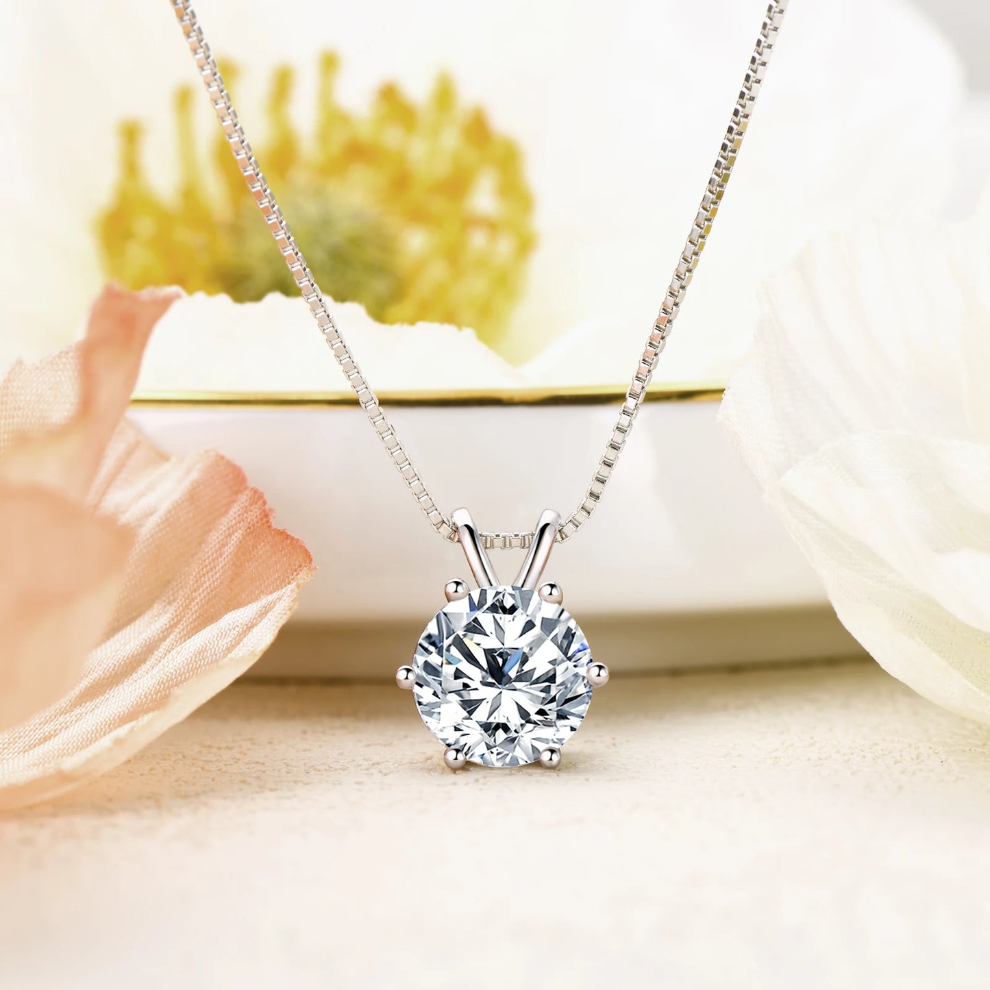 MOISSANITE COLLECTION: Sarah- Moissanite pendant necklace in Sterling Silver, Gold Plated