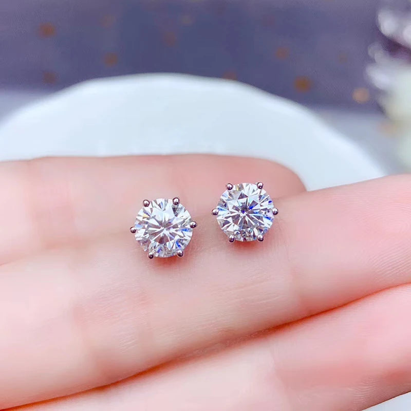 MOISSANITE COLLECTION: Victoria- 0.2ct, 6mm Moissanite stud earrings in Silver