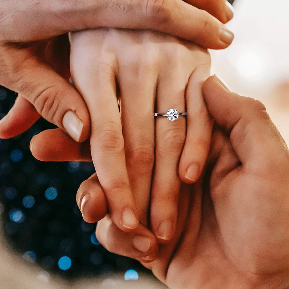 MOISSANITE COLLECTION: Eva- Moissanite ring in Sterling Silver, Gold Plated (White, Rose and Yellow gold options)