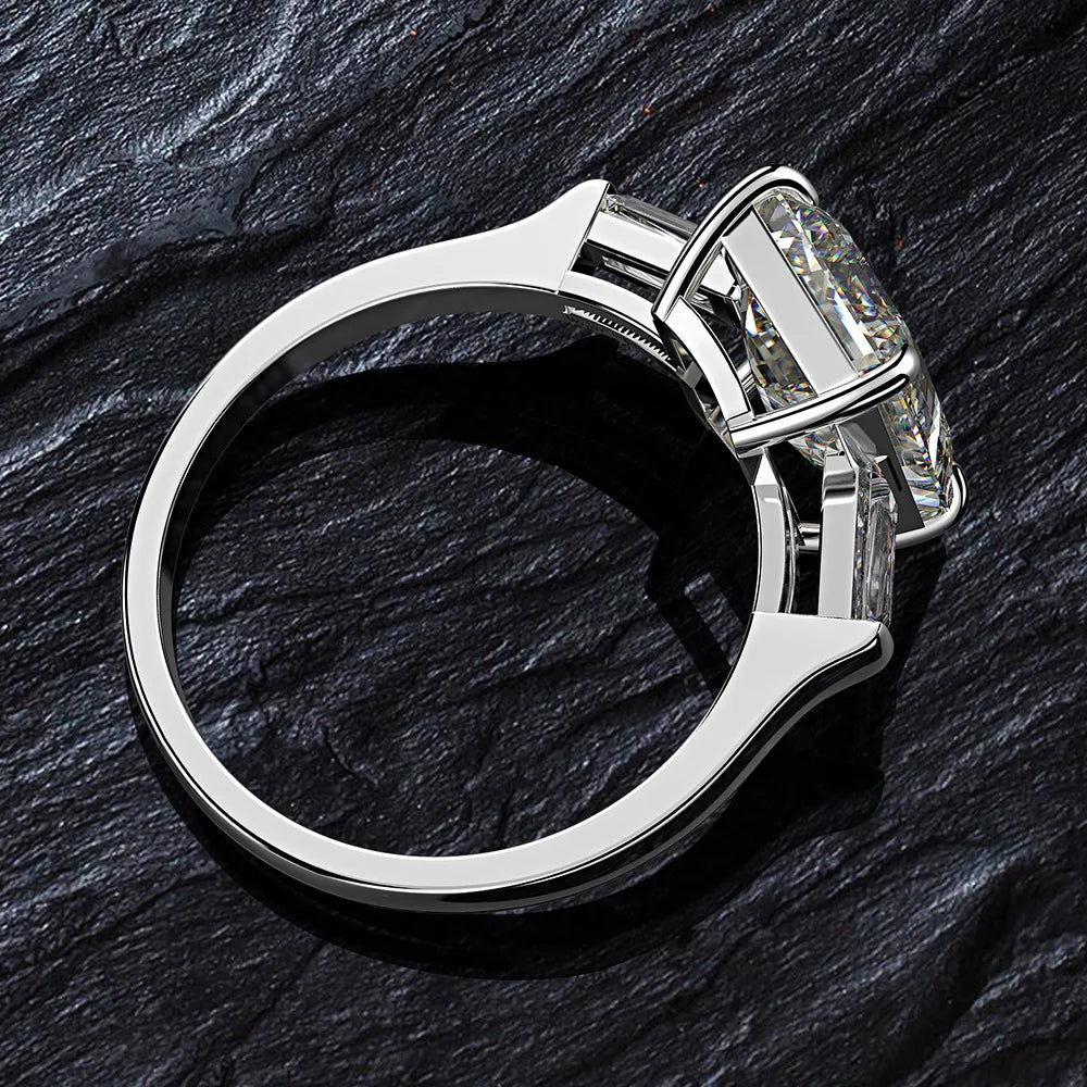 MOISSANITE COLLECTION: Elizabeth- Emerald cut Moissanite ring in Sterling Silver