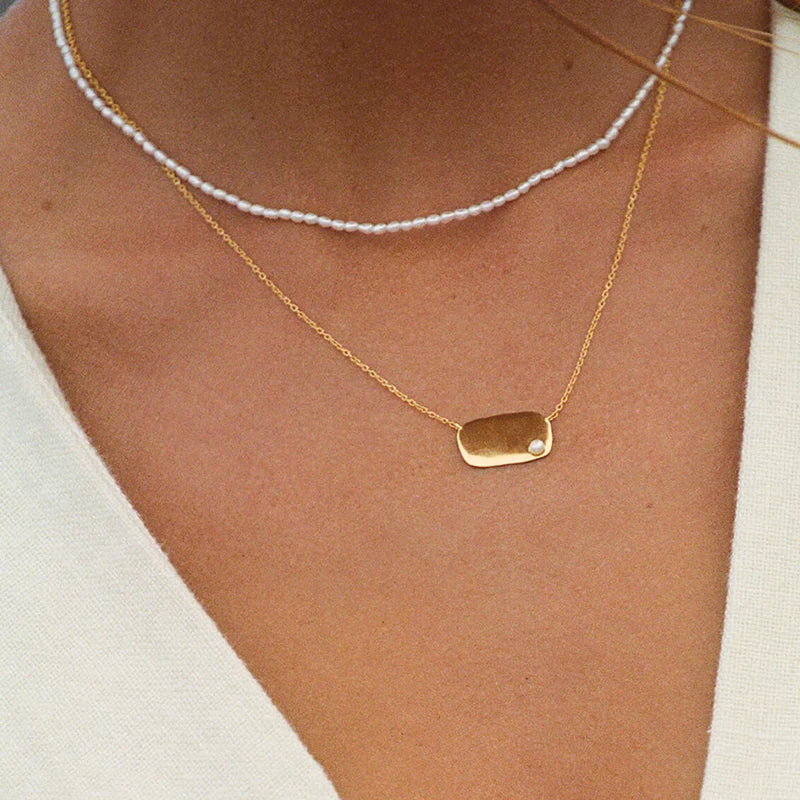 Eden- Pearl pendant necklace in Sterling Silver, Gold Plated