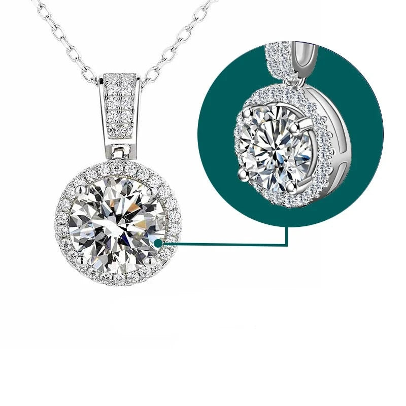 MOISSANITE COLLECTION: Petra-Moissanite pendant with chain set in Sterling Silver